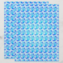 Blå Abstrakt Rosor Scrapbookpapper 2-Sidig Sida