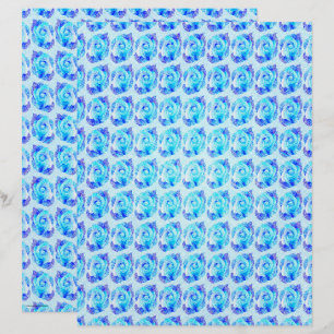 Blå Abstrakt Rosor Scrapbookpapper 2-Sidig Sida