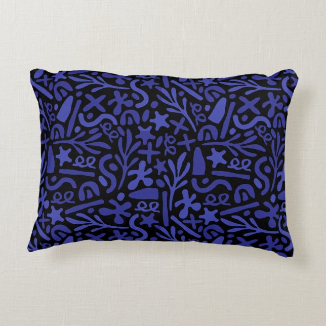 blå abstrakt sömlös mönster prydnadskudde (Baksidan)