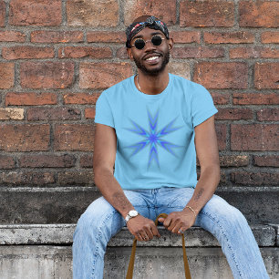 Blå Abstrakt Star Burst Art T Shirt