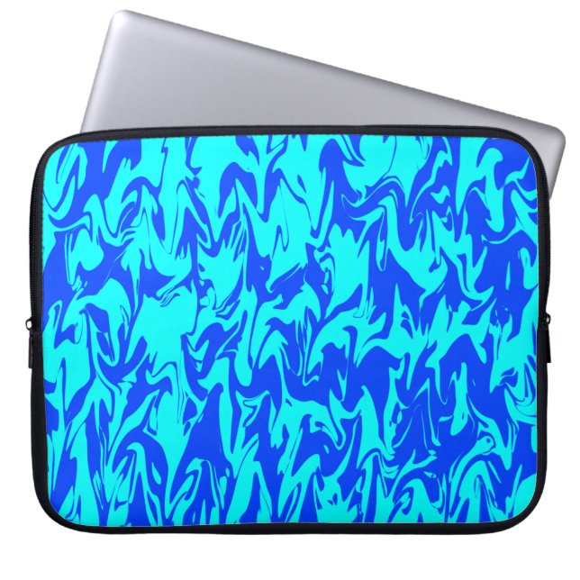 Blå Abstrakt Swirl Laptop Fodral (Framsidan)