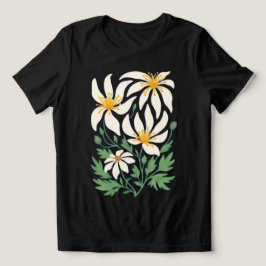 Blå abstrakt T-shirt med blommotiv för kvinnor