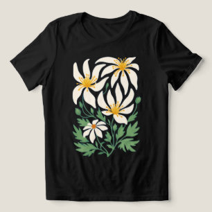 Blå abstrakt T-shirt med blommotiv för kvinnor
