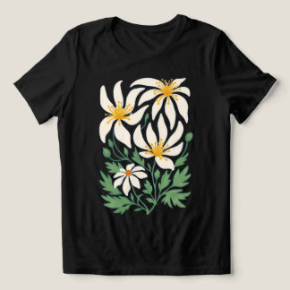Blå abstrakt T-shirt med blommotiv för kvinnor
