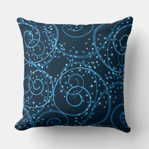 Blå Abstrakt Twinkling Stars Swirl Dekorativ kudde