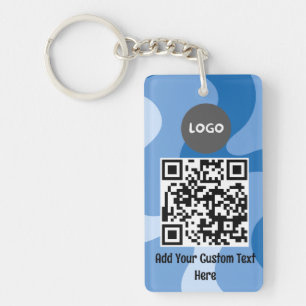 Blå Abstrakt Wave Anpassningsbar Logotyp & QR Busi Nyckelring