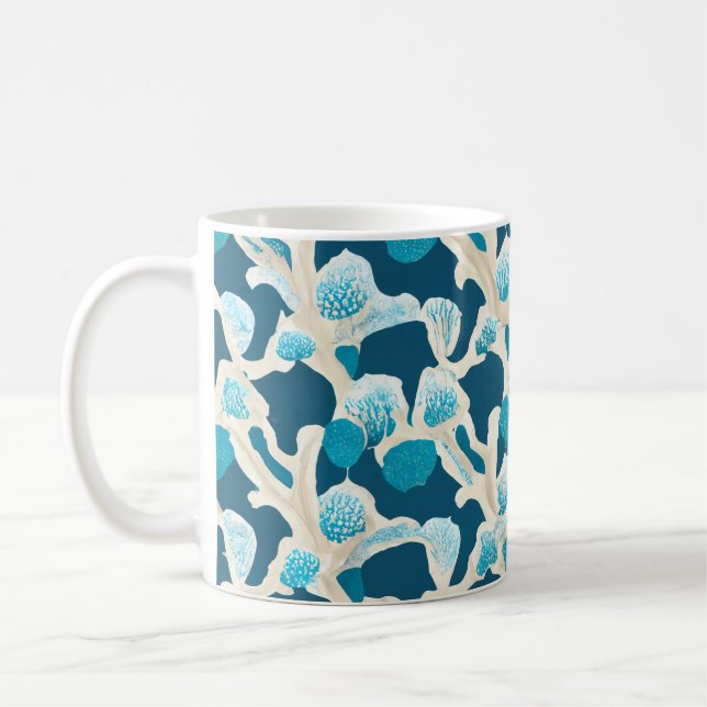Blå Abstrakten Golv | Kusten Mönster Kaffemugg (Vänster)