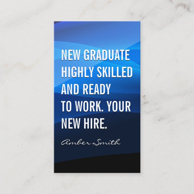 Blå Abstrakten Vinkarare | Nyligen Student Visitkort (Framsida)