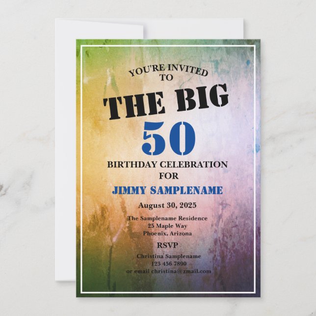 Blå Abstraktens födelsedag som firar den stora Inbjudningar (Framsida)