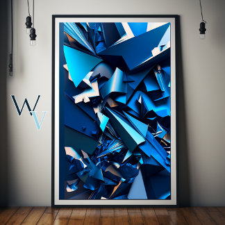 Blå abstraktion poster