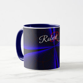 Blå accentklöverblad geometrisk kaffemugg