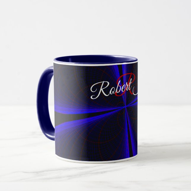 Blå accentklöverblad geometrisk kaffemugg (Framsida vänster)