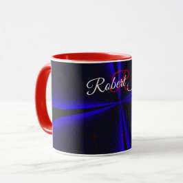 Blå accentklöverblad geometrisk kaffemugg