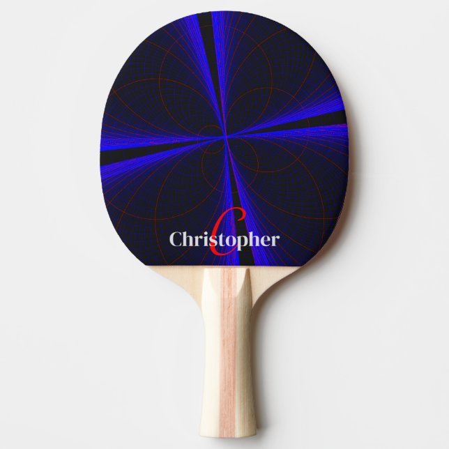 Blå accentklöverblad geometrisk pingisracket (Framsidan)