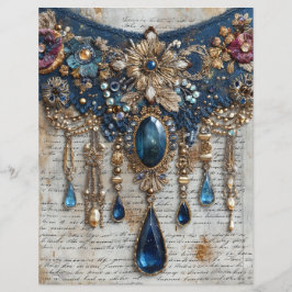Blå ädelstensbroderi skrotjournal Scrapbookpapper