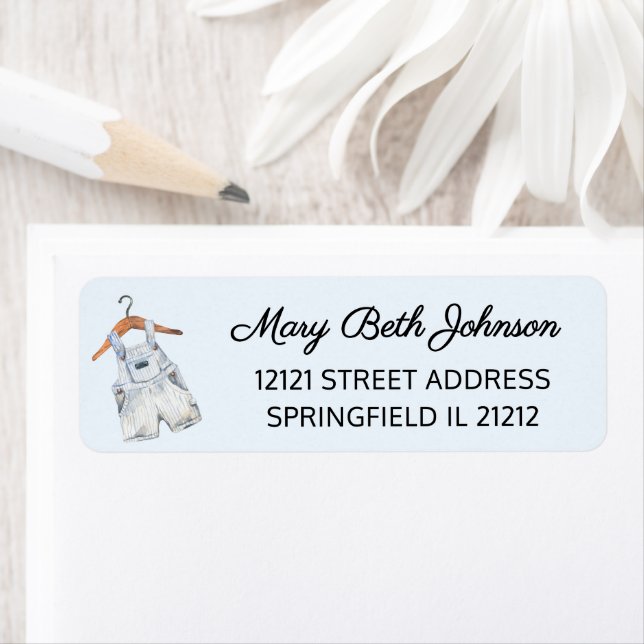 Blå adressetikett för babyvisningsprogrammets Vint Returadress Etikett (Insitu)