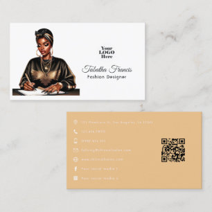 Blå Afro Black Woman Empowerdesign Visitkort
