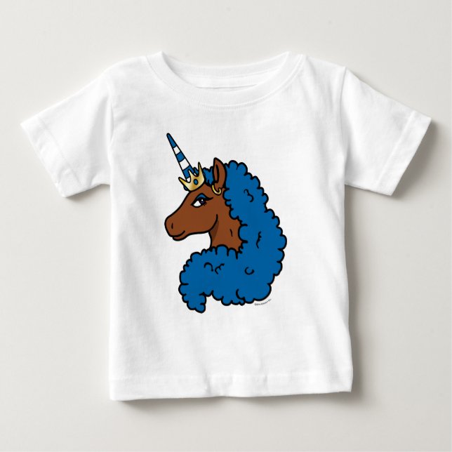 Blå Afro Enhörning T Shirt (Framsida)