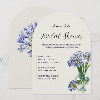 Blå Agapanthus Enkel Stjälk Båge Bröllop Inbjudningar