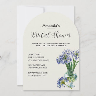 Blå Agapanthus Vas Båge Bröllop Inbjudningar