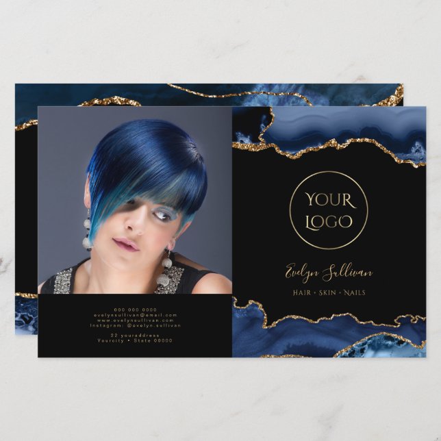 blå agate bifold brochure (Fram/baksida)