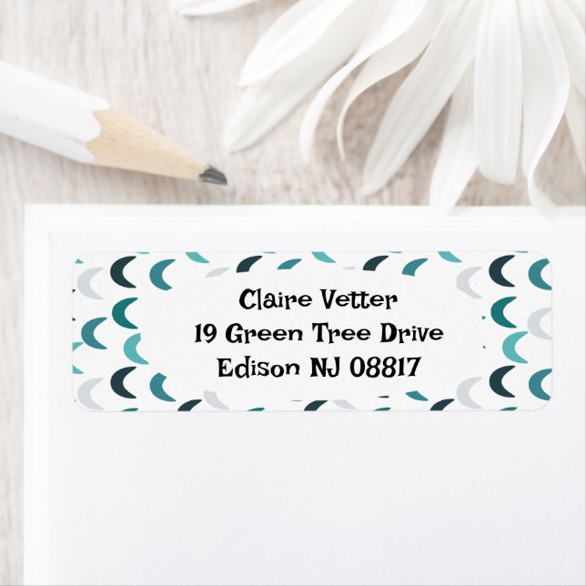 Blå agate Crescent Returadress Etikett (Insitu)
