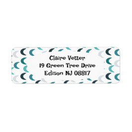 Blå agate Crescent Returadress Etikett