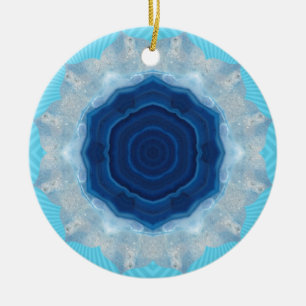 Blå Agate Crystal Design! Julgransprydnad Keramik