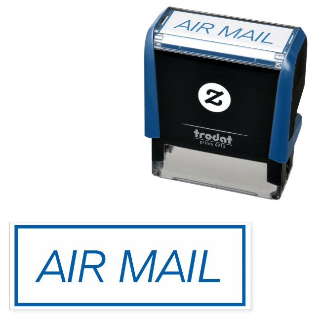 Blå Air Mail-självbläckande stämpel för post (In Situ)