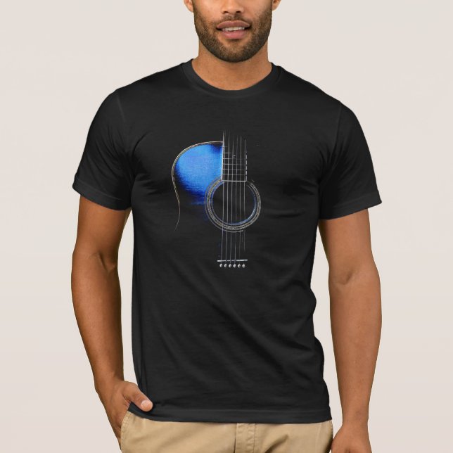Blå Akustisk Gitarr T-Shirt (se beskrivning) (Framsida)