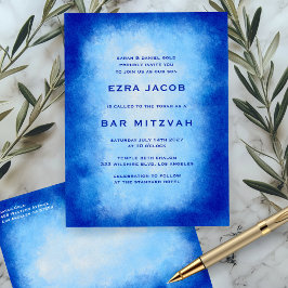 Blå akvarell anpassad Bar/Bat Mitzvah-inbjudan Vykort