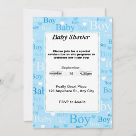 blå akvarell baby shower inbjudan