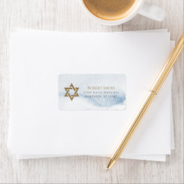 Blå akvarell Bar Mitzvah-adressetikett Adressetikett