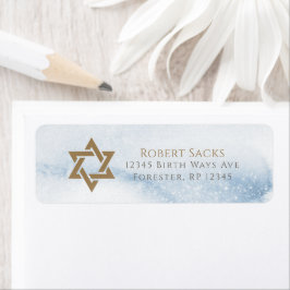 Blå akvarell Bar Mitzvah returadressetikett Returadress Etikett