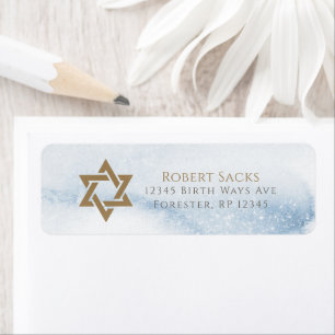 Blå akvarell Bar Mitzvah returadressetikett Returadress Etikett