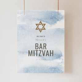 Blå akvarell Bar Mitzvah välkomstaffisch Poster
