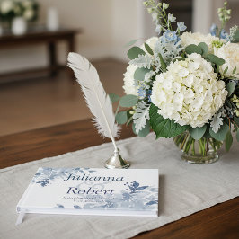 Blå akvarell blommande bröllop gästbok