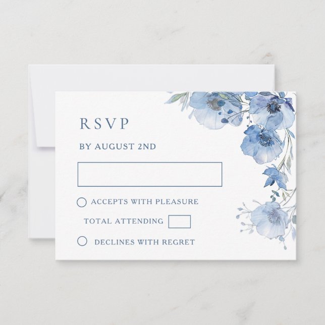 Blå akvarell bröllop RSVP-kort OSA Kort (Framsida)