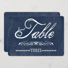 Blå akvarell bröllopsbord nummer inbjudningar