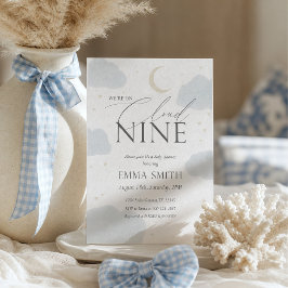 Blå akvarell Cloud Nine Baby Shower Inbjudningar