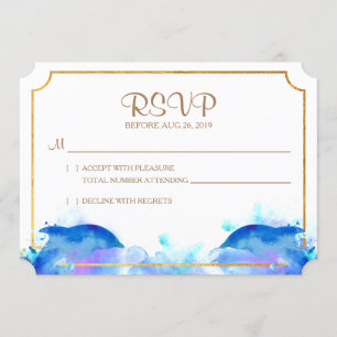 Blå akvarell delfin RSVP-kort Inbjudningar