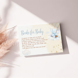 Blå akvarell Elefant Böcker för Baby Shower Tilläggskort