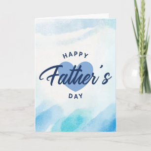 Blå akvarell Glad fars dag Minimalistisk Kort
