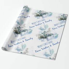 Blå akvarell höst Anpassat Namn Julpresent Presentpapper