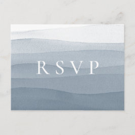 Blå akvarell Ombre bröllop RSVP låtförfrågan Inbjudan Vykort