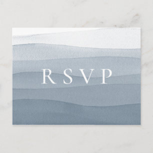 Blå akvarell Ombre bröllop RSVP låtförfrågan Inbjudan Vykort