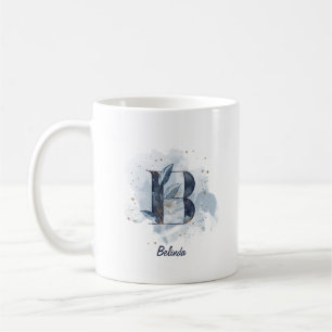 Blå akvarell personlig namn bokstav initial B Kaffemugg