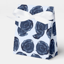 Blå akvarell ros vinrankor stuga chic bröllop presentaskar