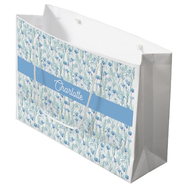 Blå akvarell vilda blommor anpassat namn (Framsidan Vinklad)