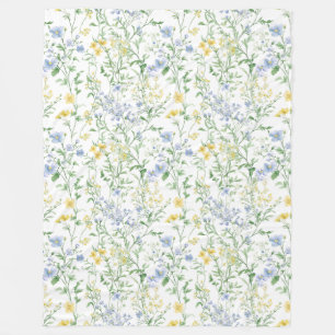 Blå akvarell vildblomma fleecefilt